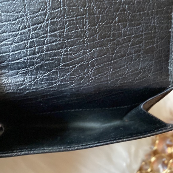 EUC-GUCCI GG BLACK LEATHER GUNMETAL HARDWARE PUSH LOCK JACKIE CANVASS WALLET - Picture 6 of 13